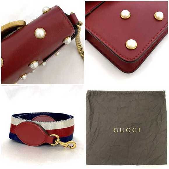 Gucci Broadway 2way Bag Leather Red Bee - Picture 10 of 10